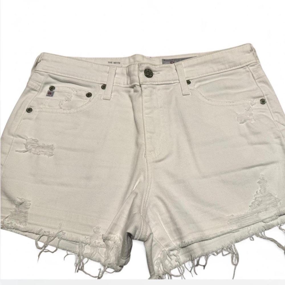 AG Adriano Goldschmied White Distressed Jean Shorts